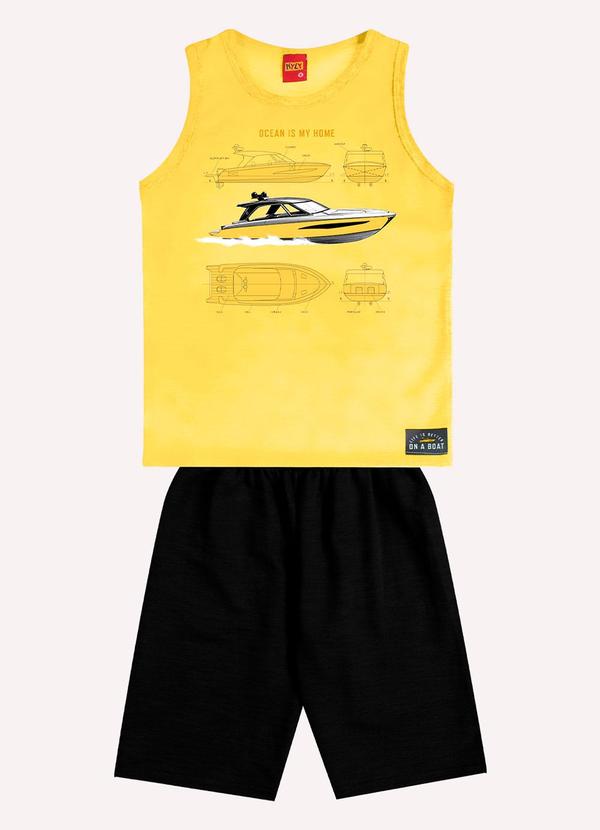 Vista 2 Conjunto Infantil Menino Estampa Amarelo Kyly Kyly