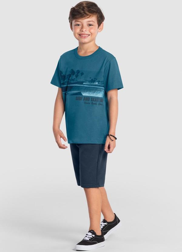Conjunto Infantil Menino Estampa de Praia Azul