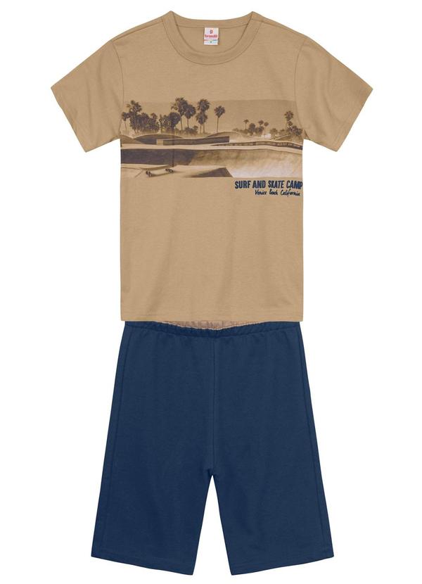 Conjunto Infantil Menino Estampa de Praia Marrom