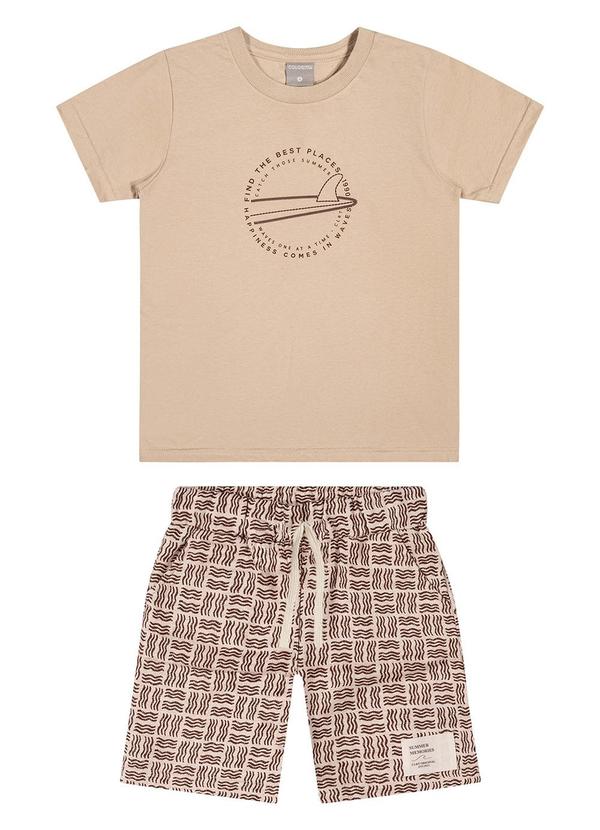 Vista 2 Conjunto Infantil Menino Estampa Puff Surf Bege Colorittá Colorittá