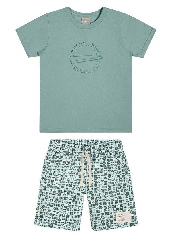 Vista 2 Conjunto Infantil Menino Estampa Puff Surf Verde Colorittá Colorittá