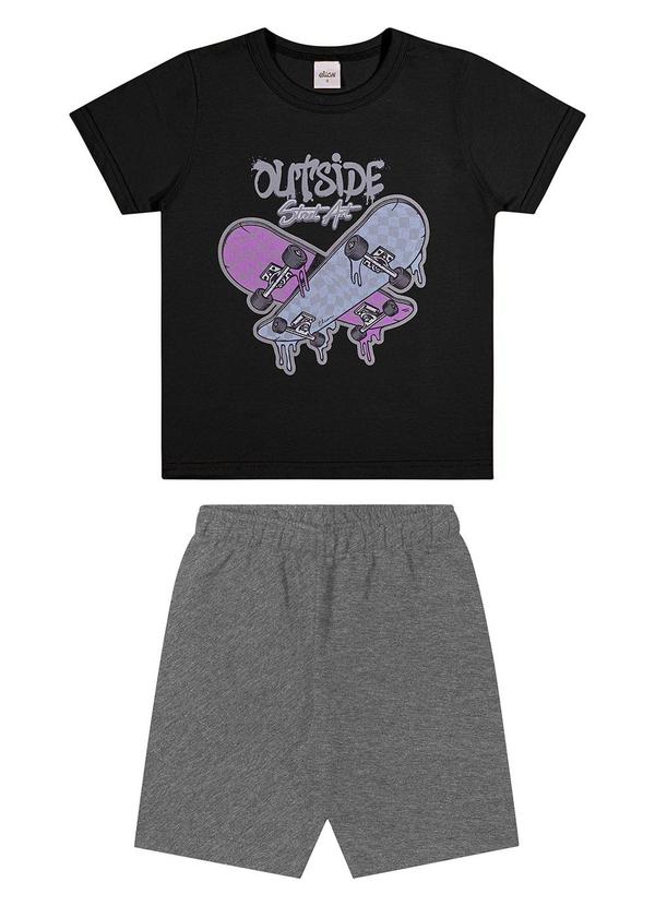 Vista 2 Conjunto Infantil Menino Estampa Skate Preto Elian Elian