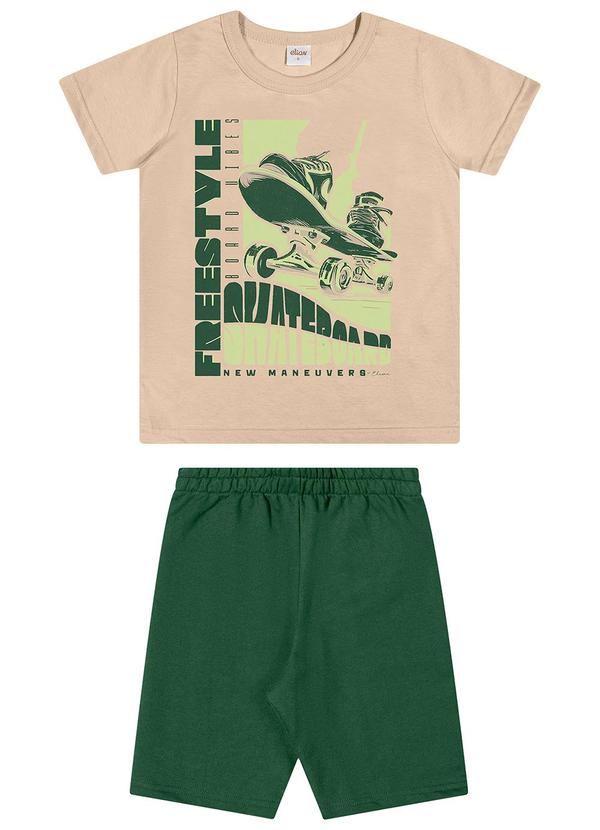 Conjunto Infantil Menino Estampa Sports Bege