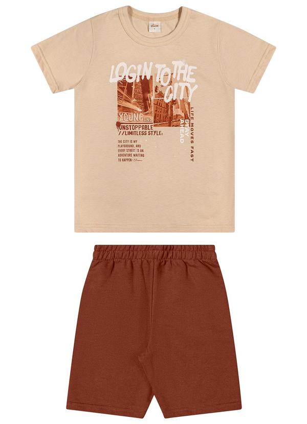 Conjunto Infantil Menino Estampa Urbana Bege