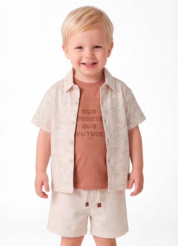 Conjunto Infantil Menino Folhagem Bege