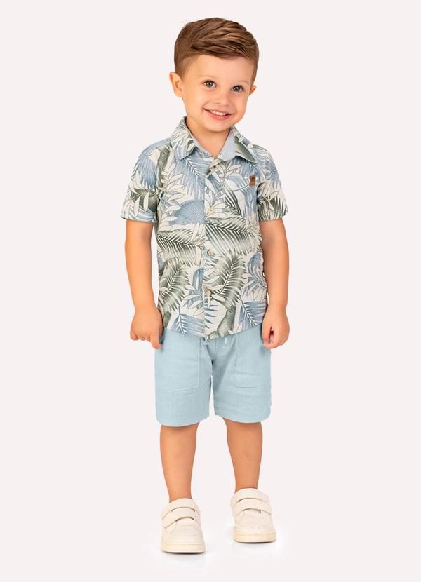 Conjunto Infantil Menino Folhagem Azul