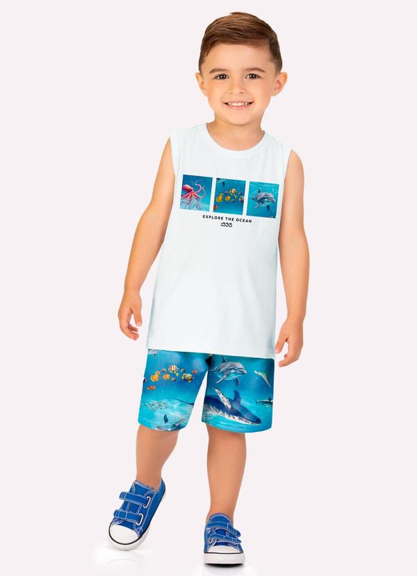 Conjunto Infantil Menino Fundo do Mar Branco