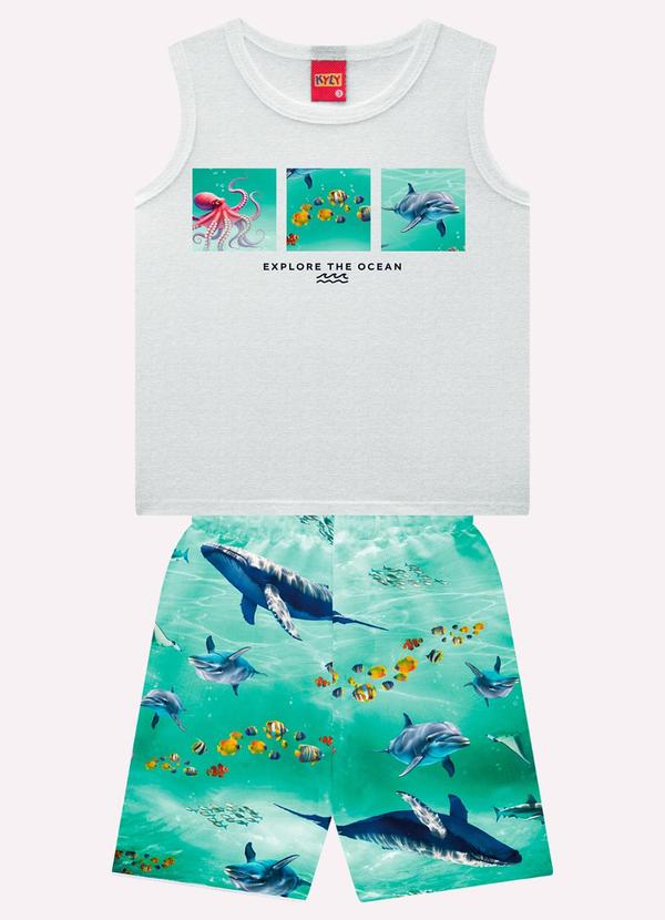 Conjunto Infantil Menino Fundo do Mar Cinza