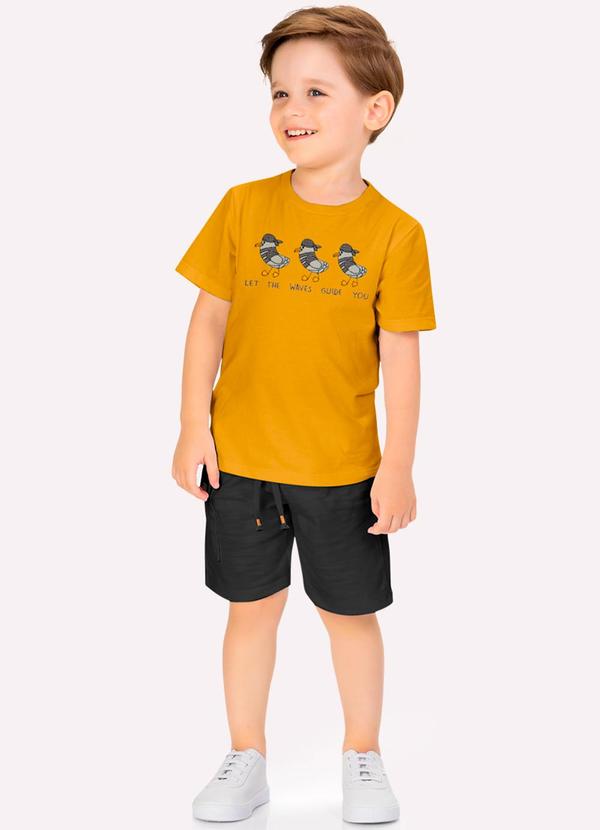 Conjunto Infantil Menino Gaivotas Amarelo