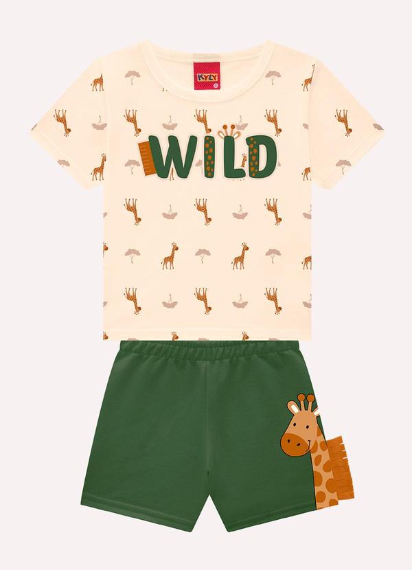 Conjunto Infantil Menino Girafa Bege