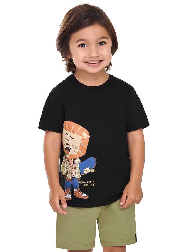 Conjunto Infantil Menino Leão Skatista Preto