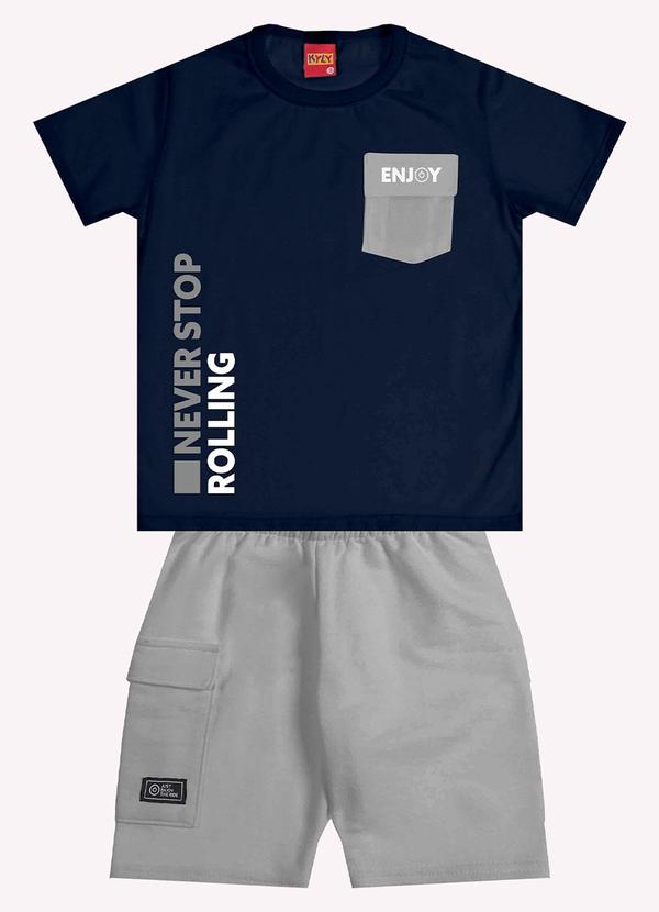 Conjunto Infantil Menino Lettering Azul Marinho