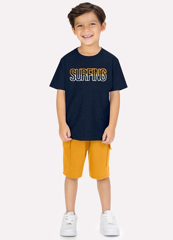 Vista 2 Conjunto Infantil Menino Lettering Azul Marinho Kyly Kyly