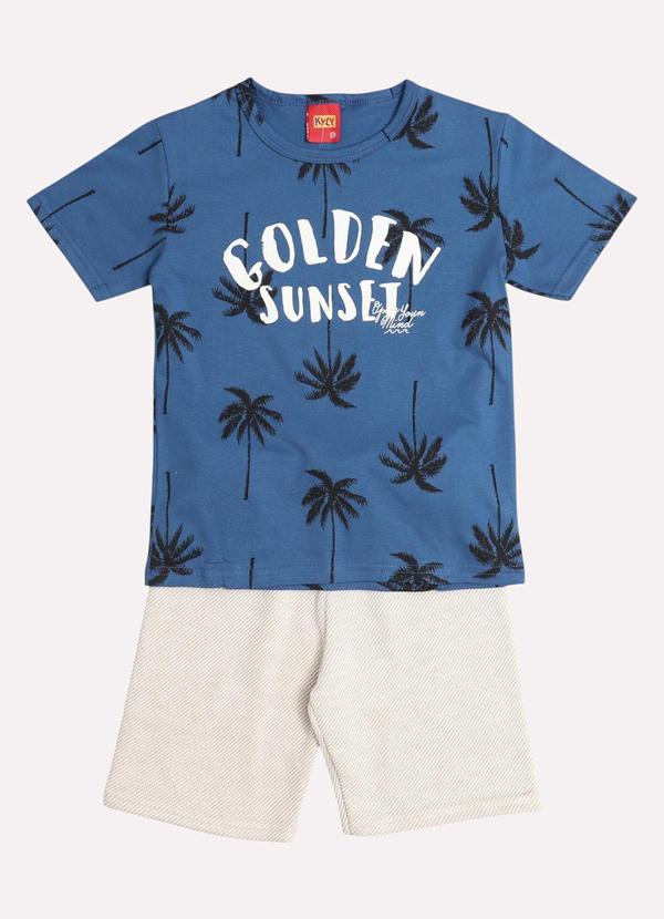 Vista 2 Conjunto Infantil Menino Lettering Azul Kyly Kyly