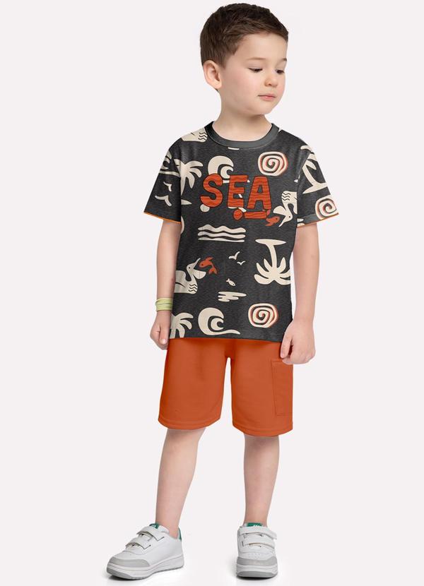 Conjunto Infantil Menino Lettering Cinza