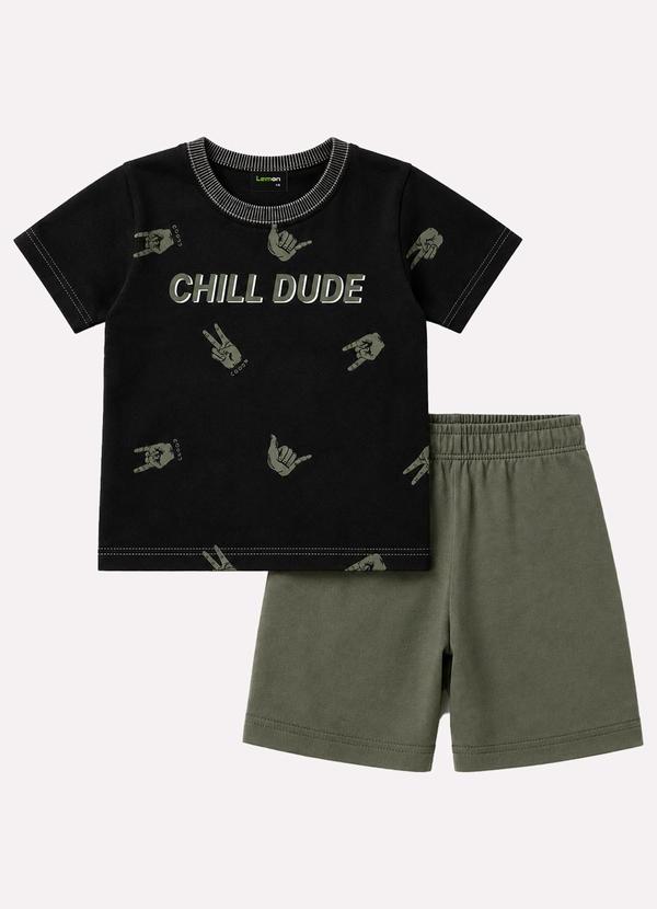 Conjunto Infantil Menino Lettering Lemon Preto