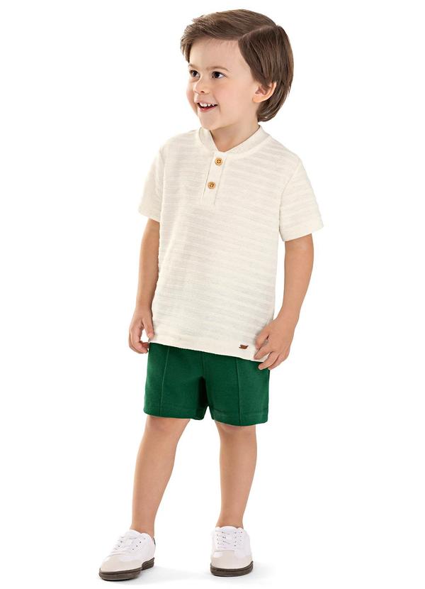 Conjunto Infantil Menino Linho Listrado Bege