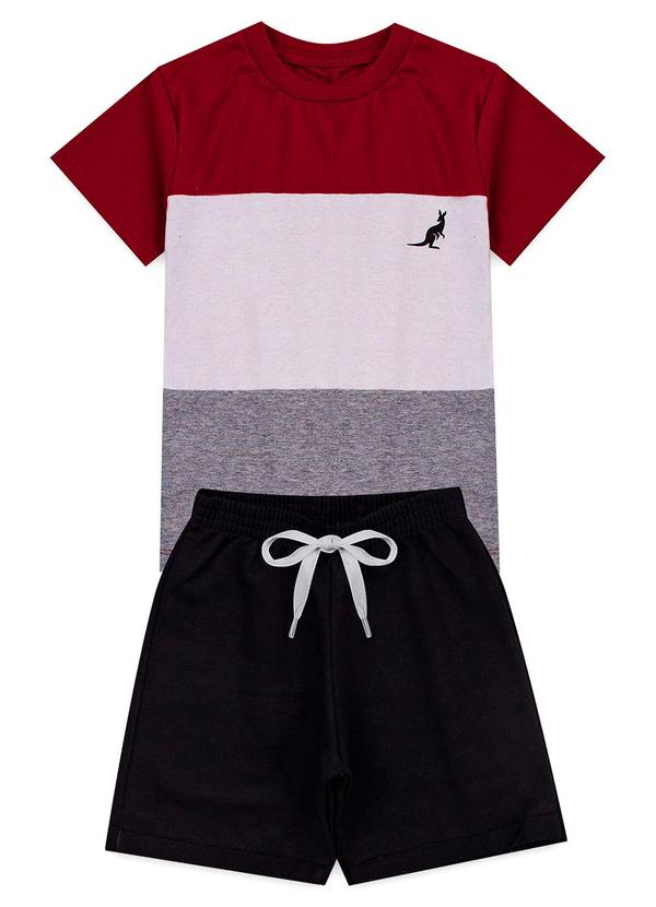 Vista 2 Conjunto Infantil Menino Listra Kangulu Bordô Rosa Azul Rosa Azul