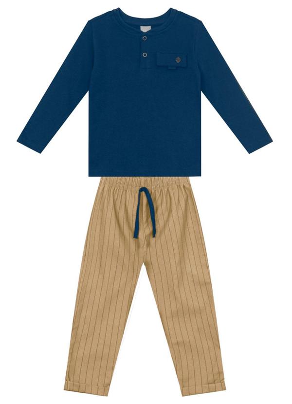 Conjunto Infantil Menino Listrado Azul