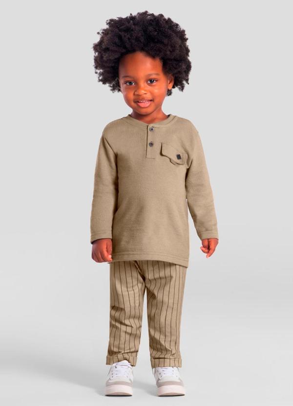 Conjunto Infantil Menino Listrado Marrom