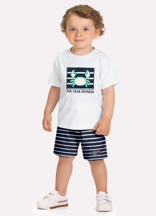 Conjunto Infantil Menino Listras Branco