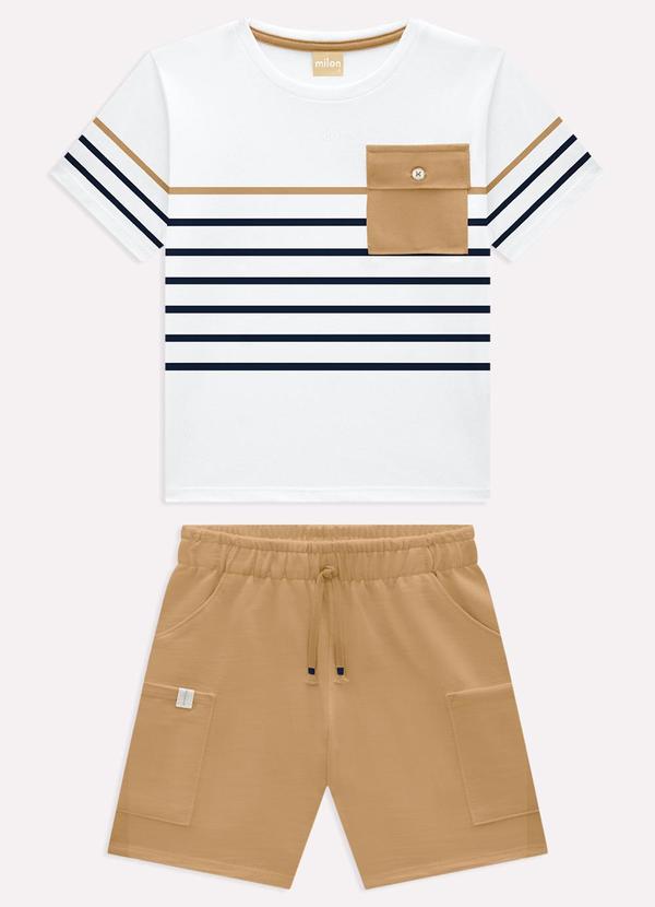 Conjunto Infantil Menino Listras Branco