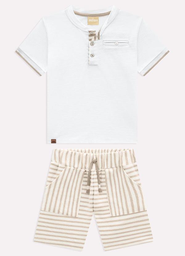 Conjunto Infantil Menino Listras Branco