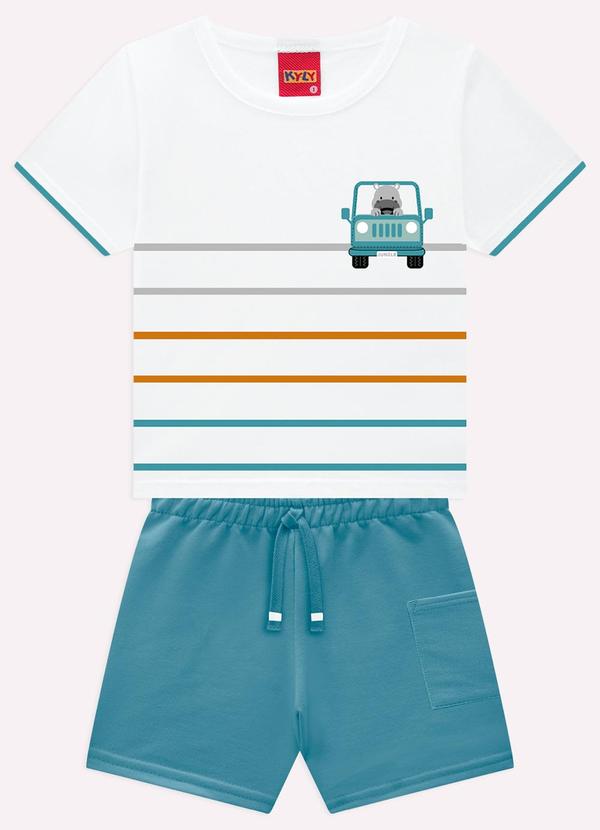Conjunto Infantil Menino Listras Branco