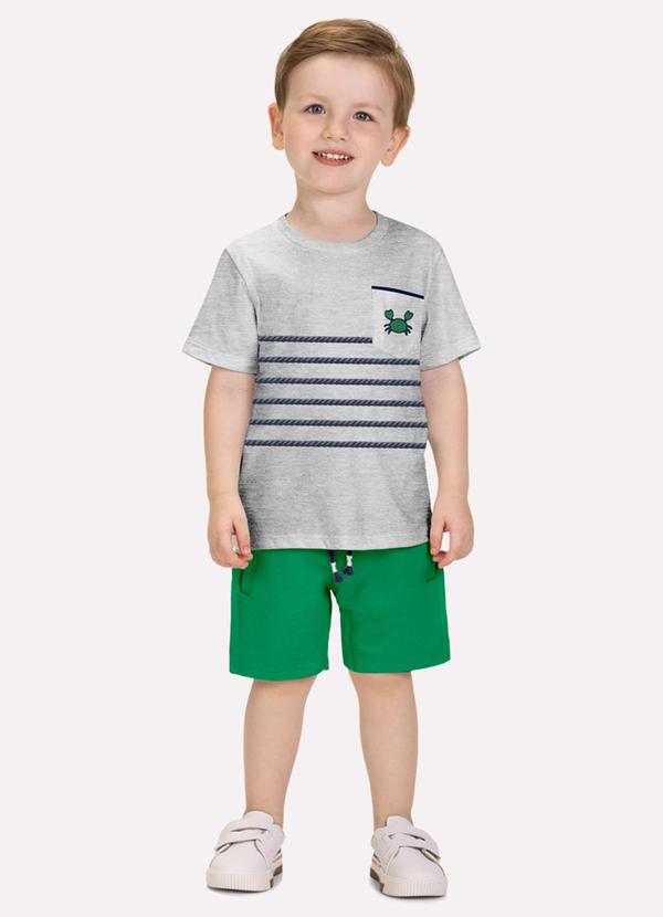 Conjunto Infantil Menino Listras Cinza