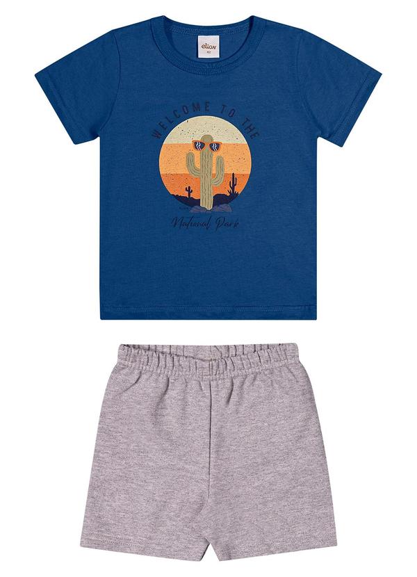 Vista 2 Conjunto Infantil Menino Manga Curta Cacto Azul Elian Elian