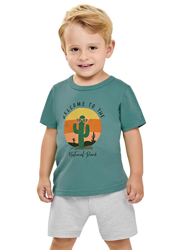 Vista 2 Conjunto Infantil Menino Manga Curta Cacto Verde Elian Elian
