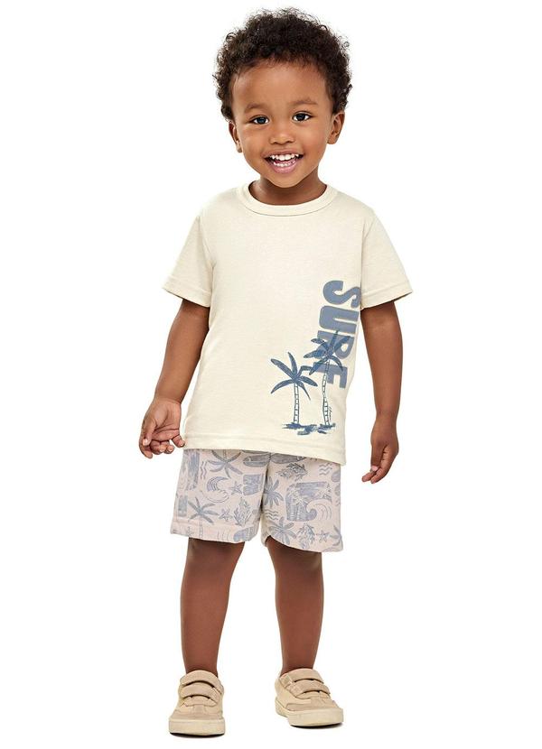 Vista 2 Conjunto Infantil Menino Manga Curta Surf Branco Elian Elian