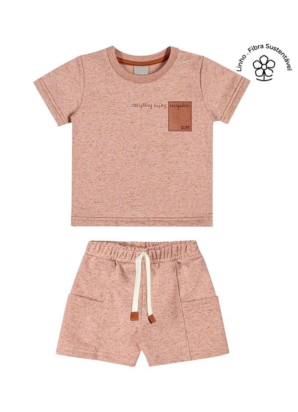 Vista 2 Conjunto Infantil Menino Moletinho Linho Marrom Colorittá Colorittá