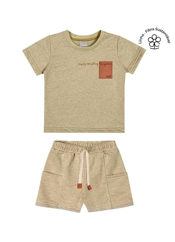 Vista 2 Conjunto Infantil Menino Moletinho Linho Verde Colorittá Colorittá