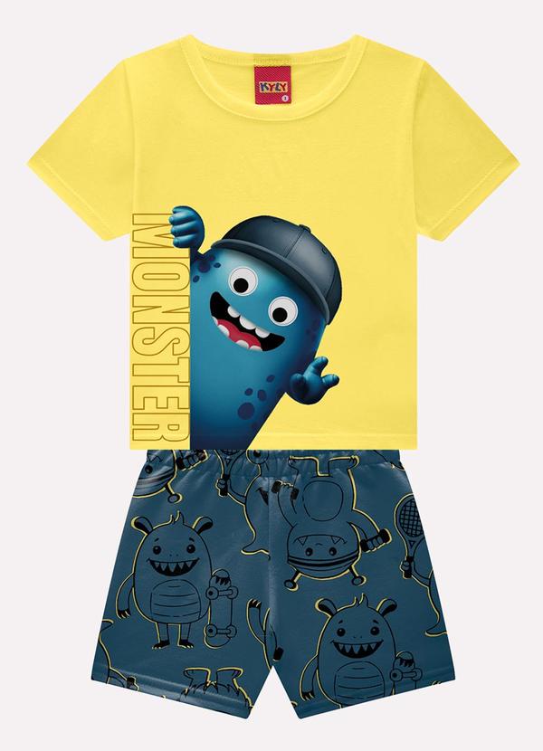 Conjunto Infantil Menino Monstrinhos Amarelo