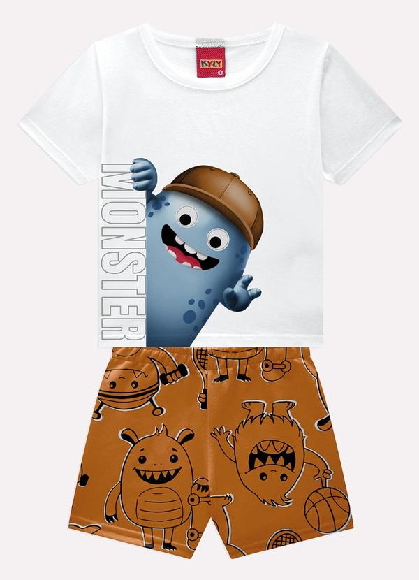 Conjunto Infantil Menino Monstrinhos Branco