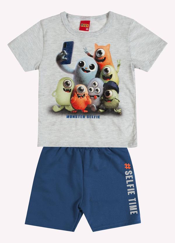 Conjunto Infantil Menino Monstrinhos Cinza