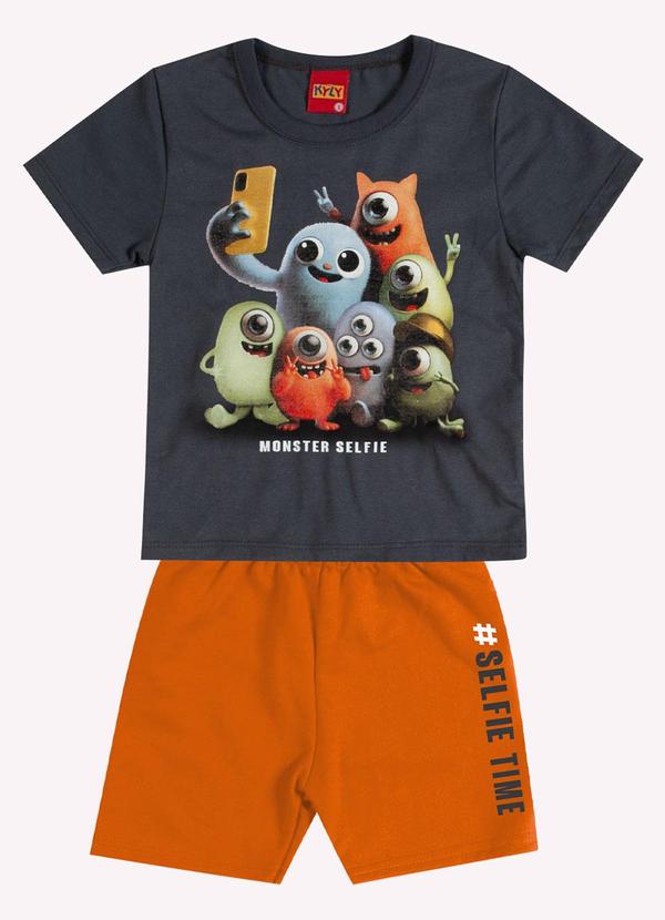 Conjunto Infantil Menino Monstrinhos Cinza