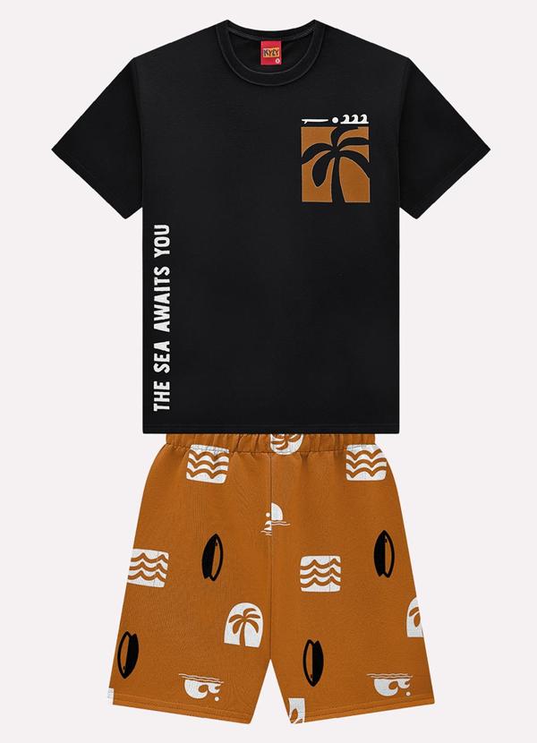 Conjunto Infantil Menino Palmeira Preto