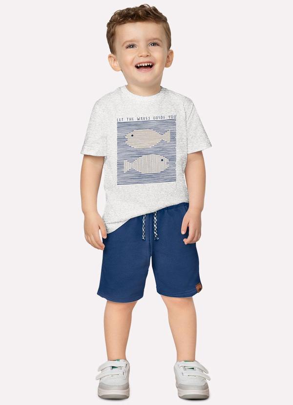 Conjunto Infantil Menino Peixes Cinza