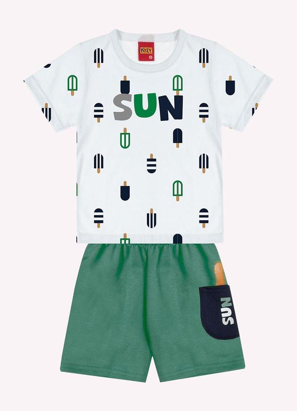 Vista 2 Conjunto Infantil Menino Picolés Branco Kyly Kyly