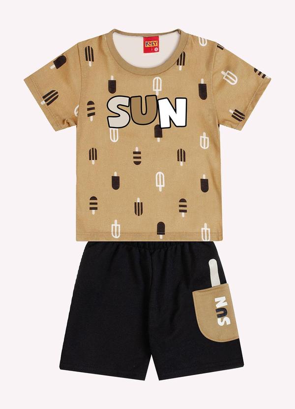 Vista 2 Conjunto Infantil Menino Picolés Marrom Kyly Kyly