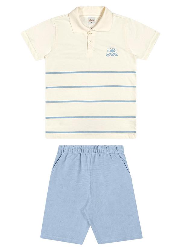 Conjunto Infantil Menino Polo Listrado Bege