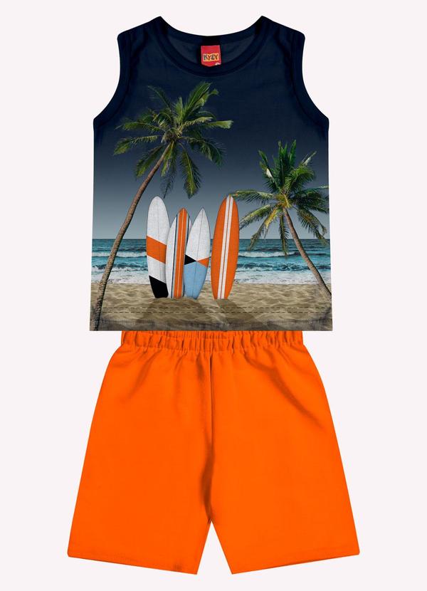 Vista 2 Conjunto Infantil Menino Praia Azul Marinho Kyly Kyly