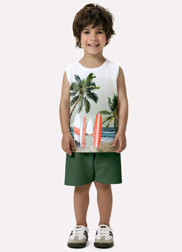Vista 2 Conjunto Infantil Menino Praia Branco Kyly Kyly