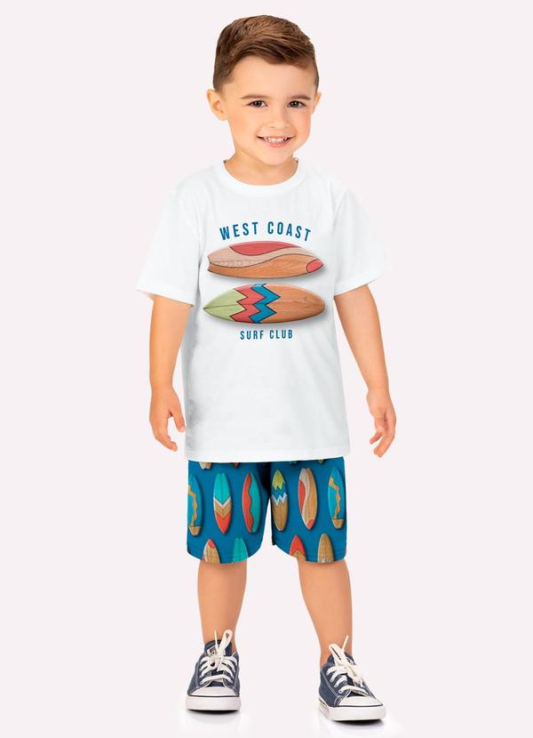 Conjunto Infantil Menino Pranchas Branco