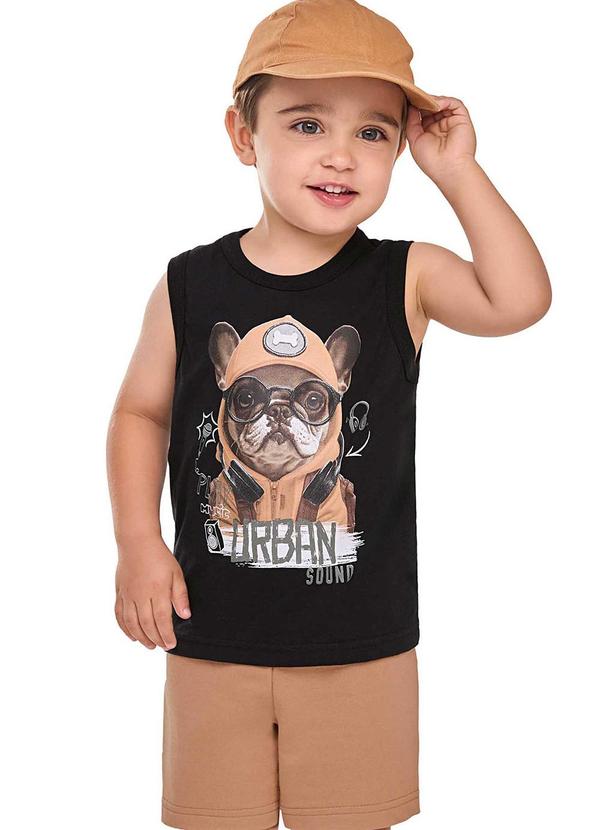 Conjunto Infantil Menino Regata Animais Preto
