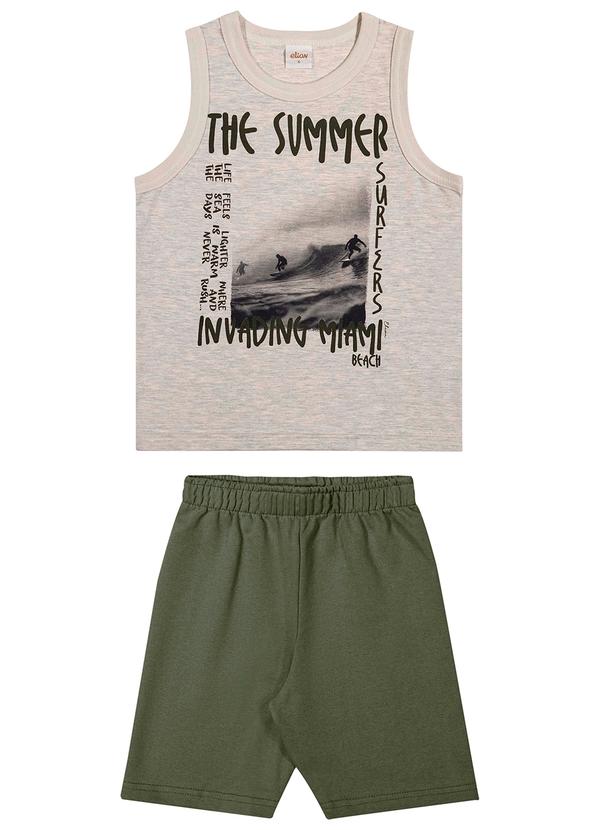 Conjunto Infantil Menino Regata Meia Malha Cinza
