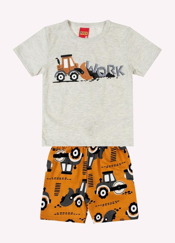 Vista 2 Conjunto Infantil Menino Retroescavadeira Cinza Kyly Kyly