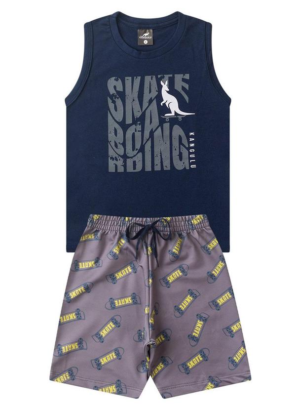 Vista 2 Conjunto Infantil Menino Skate Boarding Azul Rosa Azul Rosa Azul